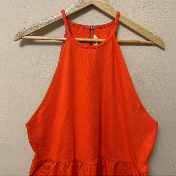 Boden Ribbed Halterneck Midi Dress in Orange Size 16 Size 18 NWT New - Picture 4 of 14